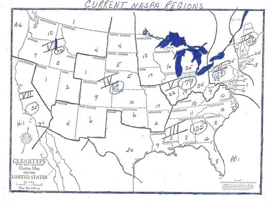 1965 Naspa Region Map With Membership Numbers 2
