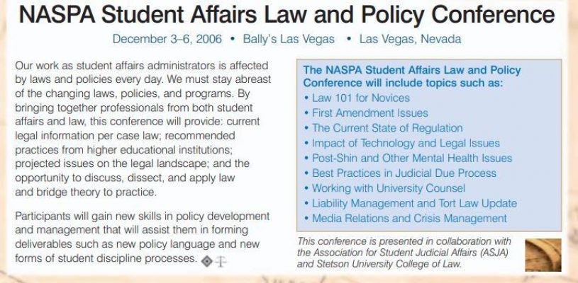 2006 Naspa Student Affairs Law And Policy Conference